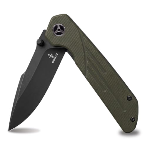 CIVIREVIC EDC Folding Pocket Knife with G10 Handle - Green