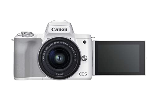 Canon EOS M50 Compact System Camera and EF-M 15-45 mm f/3.5-6.3 IS STM Lens - White (Renewed)
