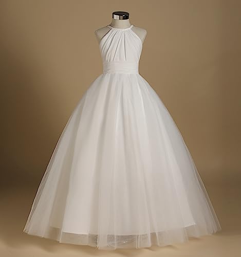 LSSAWZH Gdoker Fairy Flower Girls Dress Tulle Chiffon Dress Girls First Communion Dress Wedding Party Bridesmaid Pageant Ball Gowns3