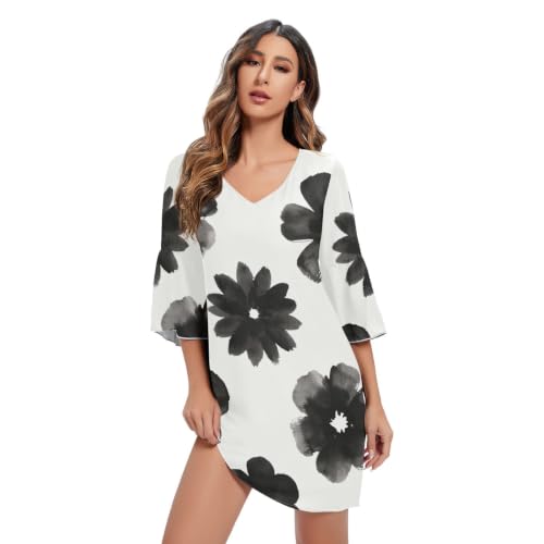 Robe en mousseline de soie col en V aux finitions haute couture