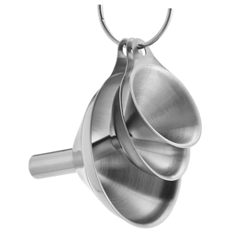 Cabilock 1 Juego Juego De Embudo De Acero Inoxidable Embudo Doméstico Quilates Embudos Aceites Colador Embudo De Cocina Embudo De Aceite De Cocina Silver 3 Piezas