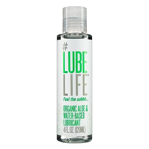 LubeLife Organic Aloe & Water Based Lube – Personal Lubricant for Women, Men & Couples – Toy & Condom Compatible, Hypoallergenic, Easy Clean Water Based Lubricant, 4 Fl Oz