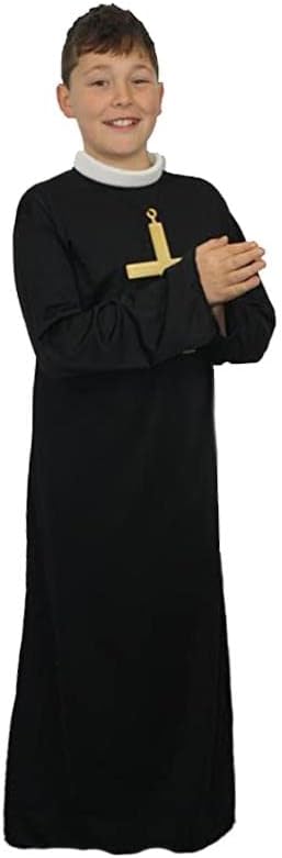 The Dragons Den Fancy Dress Ltd ZYZYZK Childs Priest Vicar Religious Clergy Costume [Age 8-12 Years]