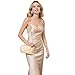 BRYCTSISEN Women Elegant Clutch Purses Satin Pleated Evening Structured Handbag Metallic PU Fashion Bag Woven Classic Box Bag (Metallic Gold-woven)