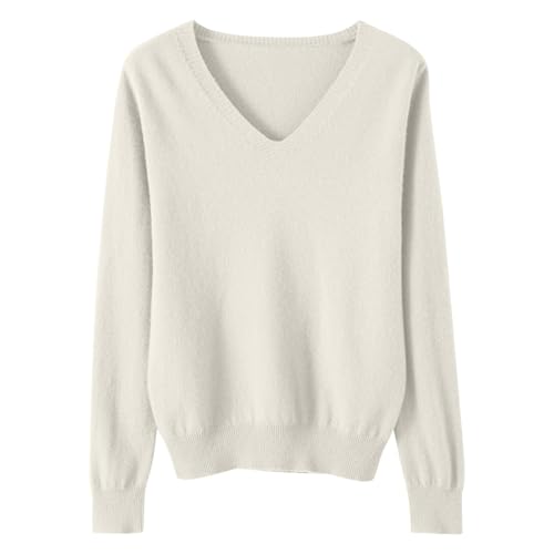 Womens Sweaters V Neck Long Sleeve Knit Tops Fall Winter Soft Comfy Clothes Solid Color Casual Pullover Sweater2