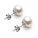 Pearl Earrings 10-11mm Button Freshwater Cultured Pearls 925 Sterling Silver Stud Earrings- VIKI LYNN