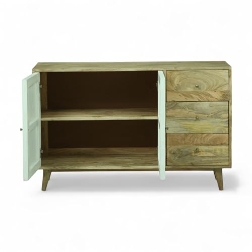 Image of Solid Wood Ranthambore 2-Door Sideboard | Sideboard Cabinet for Living Room | Solid Wood Cabinet for Living Room |Finish - Natural and White