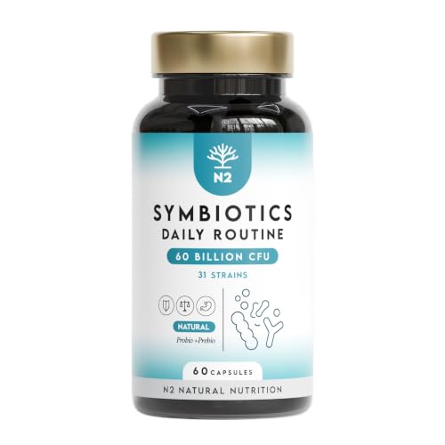 Probioticos y Prebioticos Intestinales. 60 cápsulas 40 Billones de Bacterias Probióticas. Probioticos Mantenimiento Flora Intestinal, Trastornos Gastrointestinales. CE. N2 Natural Nutrition