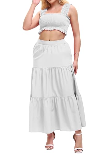 Image of Women's 2 Piece Beach Skirts Sexy Party Dress Crop Top and Long Skirt Sets