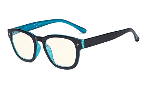 Image of Eyekepper Blue Light Filter Reading Glasses - UV420 Protection Computer Reader Eyeglasses - Black-Blue +1.50