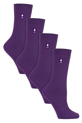 HEAT HOLDERS Ultra Lite - Damen 4er Pack Thermosocken für Winter | Socken mit Innenfleece (37-42 Violett)