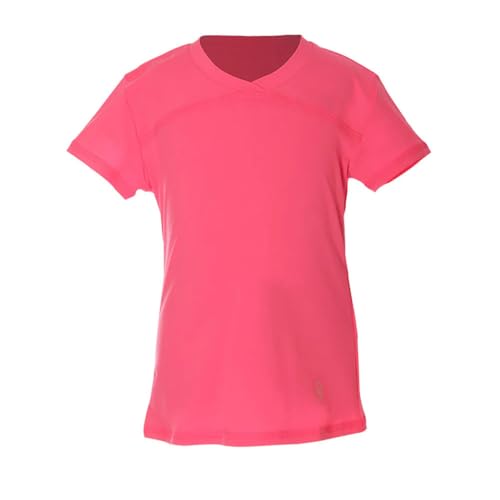 SOFIBELLA UV Colors Girls Short Sleeve Tennis Shirt Neon Pink Large