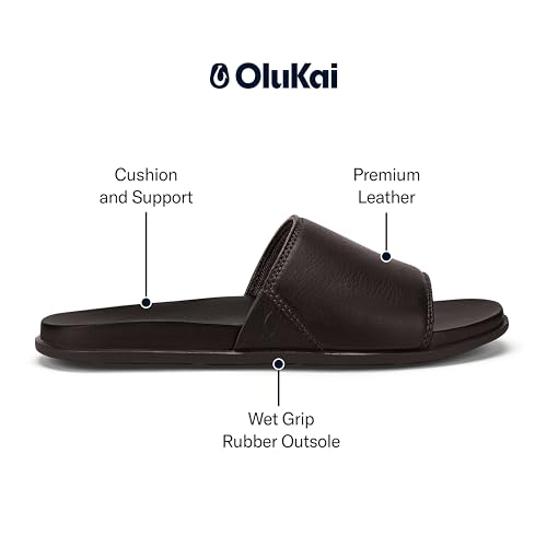 OLUKAI Olali Slide Men's Leather Sandals, Comfortable Strap & Arch Support, Soft & Durable Material, All-Day Wear4
