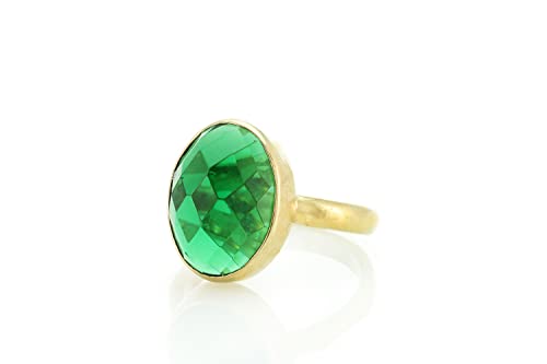 Bague émeraude ovale bague empilable or 14k pierre de naissance mai
