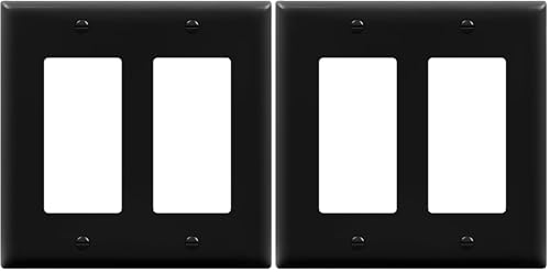 Image of ENERLITES Decorator Light Switch or Receptacle Outlet Wall Plate, Size 2-Gang 4.50 inch x 4.57 inch, Unbreakable Polycarbonate Thermoplastic, UL Listed, 8832-BK, Black (Pack of 2)
