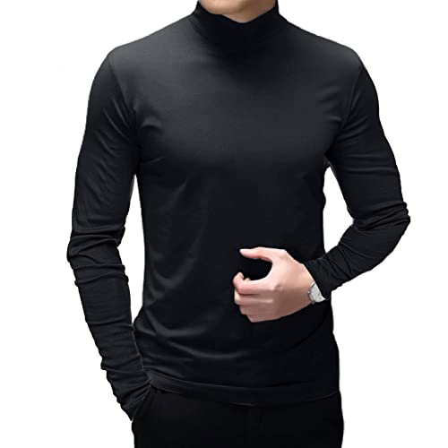 Men's Fashion Mock Turtleneck T-Shirts Long Sleeve Pullover Sweater Basic Designed Undershirt Slim Fit Top2