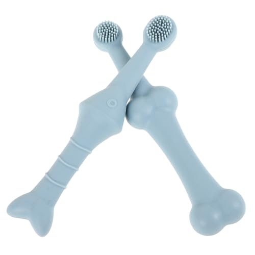 LEDMOMO 2本 ペット 歯ブラシ 犬 歯ブラシ 犬 おもちゃ 犬 ブラシ 犬 歯 掃除 製品 犬 犬 歯磨き粉 犬 猫 歯ブラシ 子犬 空-青