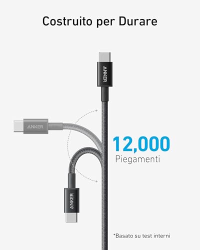 Anker Cavo USB C, 100W 333 Cavo Type C, Potenza di Ricarica Rapida Adatta per iPhone 17/16/16 Plus/16 Pro Max/15 Pro, MacBook Pro 2024, iPad Pro 2024, iPad Air 4, Galaxy S21, Pixel, Switch(1,8m) - Immagine 4