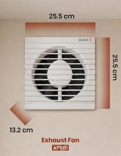 Image of Sujata 8 Inch Premium Exhaust Fan for Kitchen, Bathroom & Office | 2 Years Warranty | 200MM High Speed Exhaust Fan | 2000 RPM | 100% Copper Winding Motor | Strong Air Suction (APB81 - White)