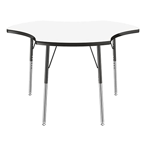 Image of Learniture Adjustable Height Dry-Erase Classroom Activity Table for School and Home, Cog Activity Table with Whiteboard Top, 48 inch D x 48 inch W x 30 inch H, White