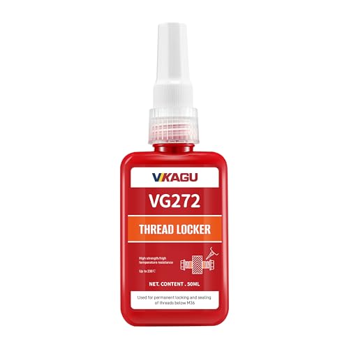 Image of VIKAGU 272 Orange High Temp High Strength Threadlocker - Glue Resists 230C Heat & Harsh Chemicals -Permanent High-Strength Adhesive for Metal Bolts & Nuts - Industrial Size - 1.69Oz /50ml