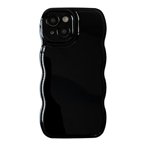 Caseative Solid Color Curly Wave Frame Soft Compatible With Iphone Case (Black,Iphone 11 Pro Max) #TOP25