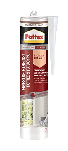 Pattex Silicone Sigillante Finestre Infissi, Marrone, Neutro a Basso Modulo, Elastico, per Serramenti, Porte, per Interni ed Esterni, Inodore, Cartuccia da 280 ml