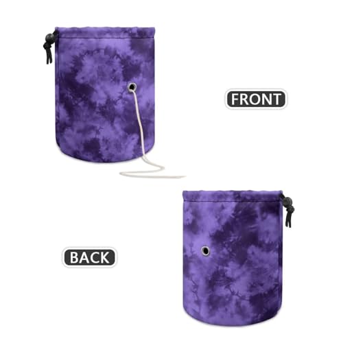 Image of Sellikakes Purple Marble Small Yarn Bag Crochet Storage Organizer, Knitting Bag Portable Knitting Bag, Yarn Holder for Crochet Project Knitting & Crochet Needle Accessories