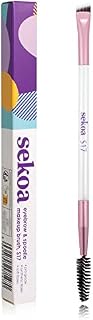 Amazon Brand - Sekoa Eyebrow & Spoolie Makeup Brush Professional, Double Ended with Angled Brow Brush and Spoolie