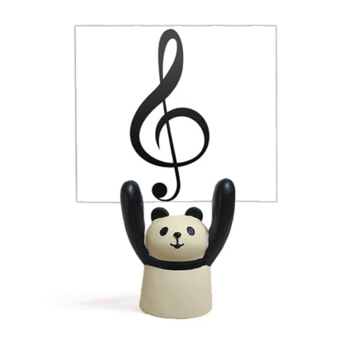 Support mémo clé de sol et panda noir en métal pour bureau