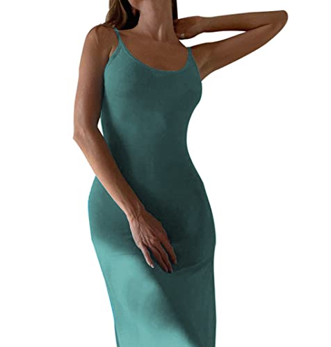 Image of Suillty Women Mesh Sheer Spaghetti Strap Long Maxi Dress Sexy Sleeveless Backless Beach Swimsuit Cover Ups Party Club Dresses
