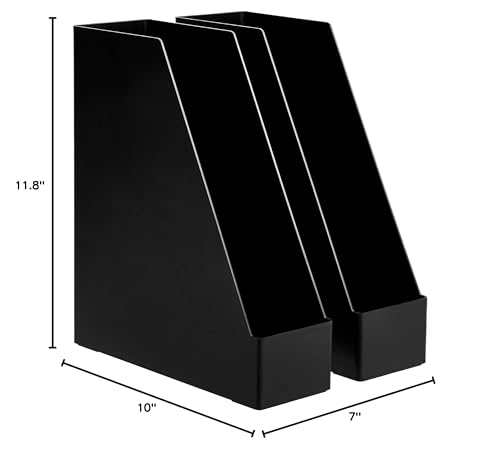 Amazon Basics Plastic Desk Organizer Vertical Magazine Rack and File Holder, Black, 12-Pack - Image 6