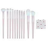 oneZHI Beauty Makeup Brush Set 7 Pcs Pink Pixi Concealer Blush Contour Eyeshadow Brushes Cute Kawaii Cosmetic Make Up Brushes with Transparent Case Gift for Girls Women (Red)