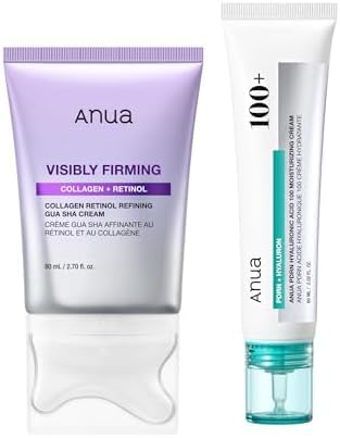 Image of ANUA Viral Face Cream Duo, PDRN Hyaluronic Acid 100 Moisturizing Cream & Collagen Retinol Refining Gua Sha Cream, Hydrating & Lifting Care Set, Korean Skincare