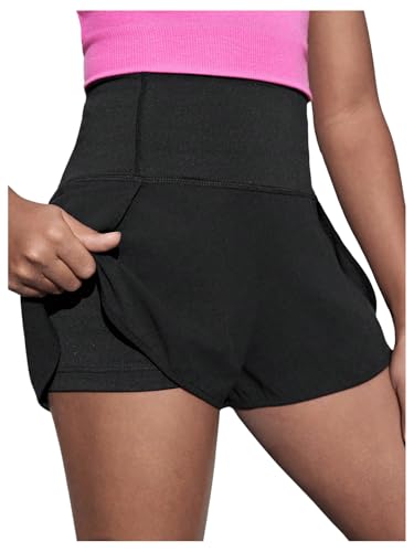 RoseSeek Shorts esportivos esportivos casuais para exercícios com cintura alta elástica para meninas