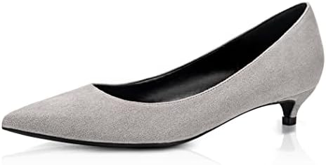Women's Kitten Heel Pumps Classic Closed Pointed Toe 2 Inch Slip On Formal  Office Work Dress Wedding Mid Low Heels Shoes, Grey Velveteen, 9.5 US :  Amazon.sg: Fashion