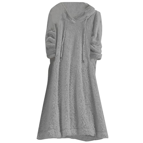 Chemise de nuit en polaire chaude à capuche pour femme avec poches pour un hiver confortable