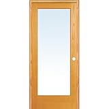 National Door Company ZZ19933L Unfinished Pine Wood 1 Lite Clear Glass, Left Hand Prehung Interior Door, 30' x 80'