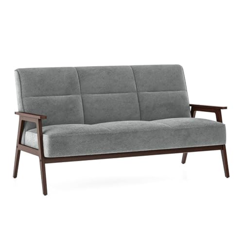 Image of Urban Ladder Logan 3 Seater Wooden Sofa in Grey Colour