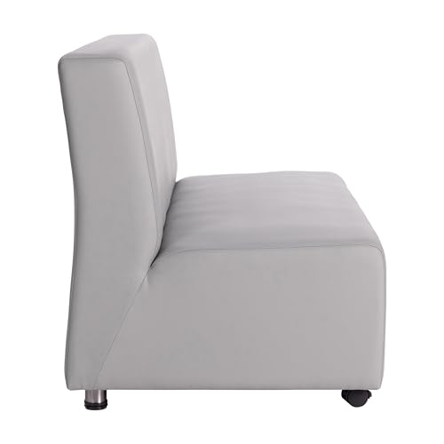 Image of FDP Pro Series Upholstered Armless Mobile Sofa with Locking Casters for Portability Commercial Seating for Hotel Lobby, Office, Restaurant, Waiting Room, Home - Gray
