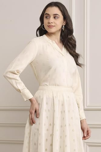 Image of BIBA Women's Rayon Straight Regular Fit Printed Top