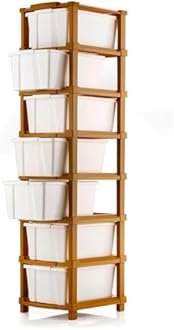 PALAK Plastic Drawer Organizer Self Standard Rectangular Multi Purpose Modular Drawer System Large Chest of Drawer Organizer for Home Office,Product Dimension When assembeled (7 Layer) (7xl, brown)