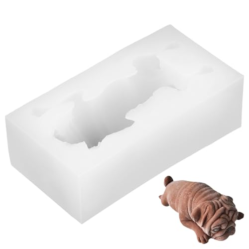 Molde de silicona 3D perro Shar Pei realista para hielo miniatura 1