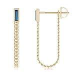 ANGARA Pendientes colgantes de oro macizo de 14 k con topacio azul natural de Londres para mujeres y niñas | Piedra natal de diciembre | Regalo para ella | Cumpleaños | Boda |, Dorado, Topacio