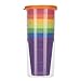 Linian 8Pcs Vasos de Plástico, Ligera Taza Vajilla portátil 7 Vasos de plástico de Colores (200 ml) y 1 Botella de Agua (600 ml) para Picnic Camping Vajillas Juego de Cubiertos
