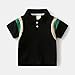 Toddler Boys Color Spelling Polo Tshirts Patchwork Fashion Lapel Undershirt Kids Clothing Casual (Black, 6-7 Years)