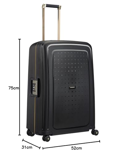 Samsonite S'Cure DLX Maleta Spinner 75/28, L (75cm-102L), Negro (Black/Gold Deluscious)