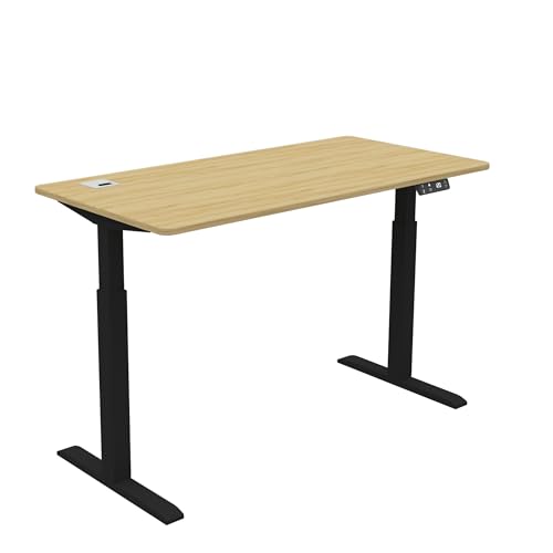 Image of Oi Outdo Flexpro Sit-Stand Smart Desk | Tundra Oak Finish Tabletop | Electric Height Adjustable Table for Work from Home and Office | Ergonomic Design