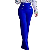 Pantalones de Mujer, Pantalones de Pierna Ancha con Botones Casuales en la Parte Delantera para la Vida Diaria de Las Mujeres (M)