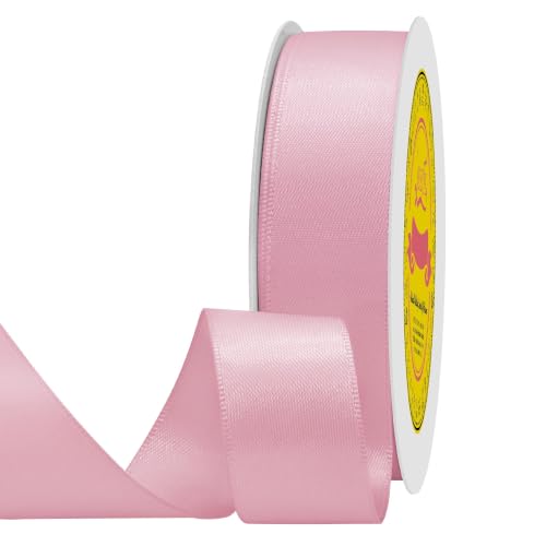 Image of Double Face Pearl Pink Satin Ribbon 7 /8 inch X 25 Yards Polyester Pearl Pink Ribbon for Gift Wrapping Very Suitable for Weddings Party Invitation Decorations and More